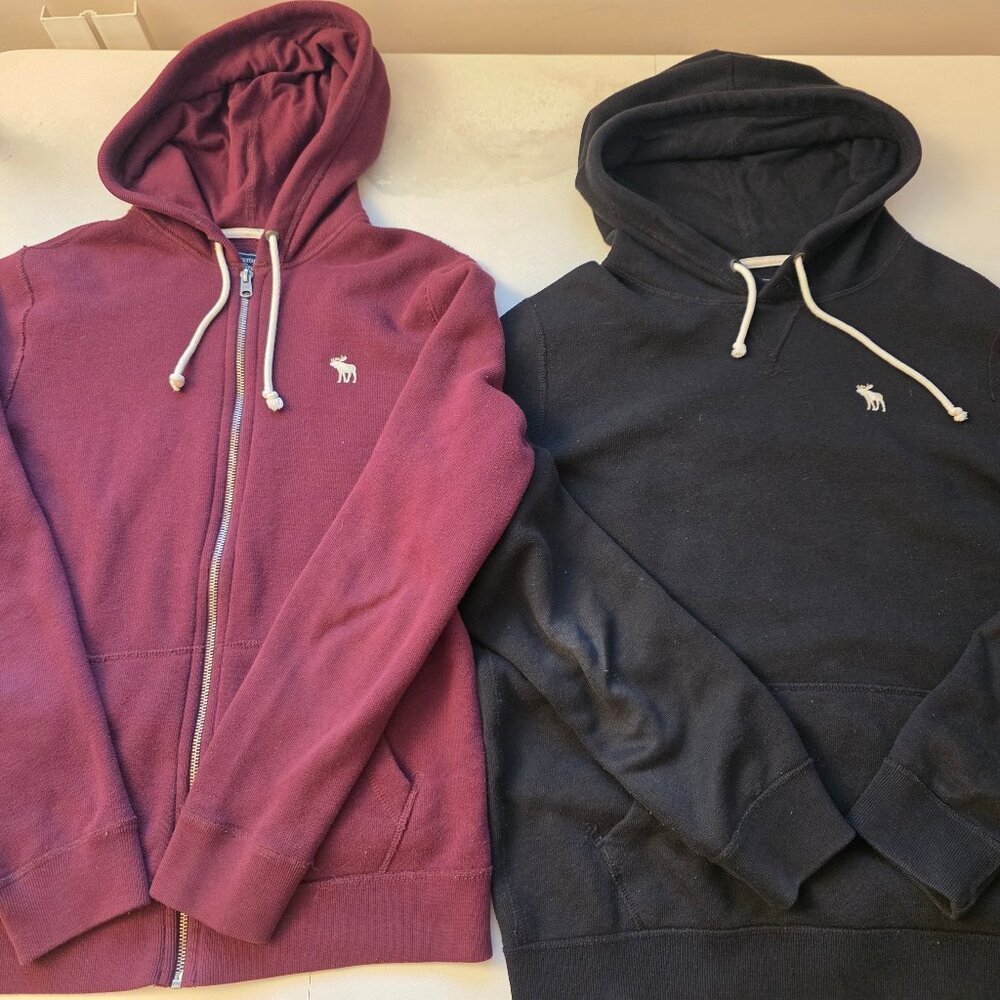 Abercrombie & Fitch Men's Small DarkNavy Pullover Hoodie Burgundy Zip Up Hoodie